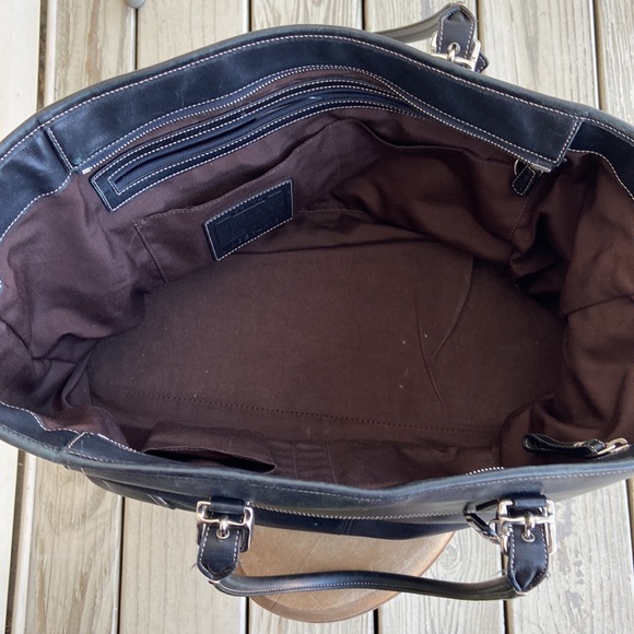 Vintage Coach Purse 5131 Hampton Black Leather Carry All Tote Bag - Picture 9 of 12